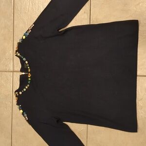 J. Crew Merino Wool Blend Jeweled Crew Neck Sweater Size Medium